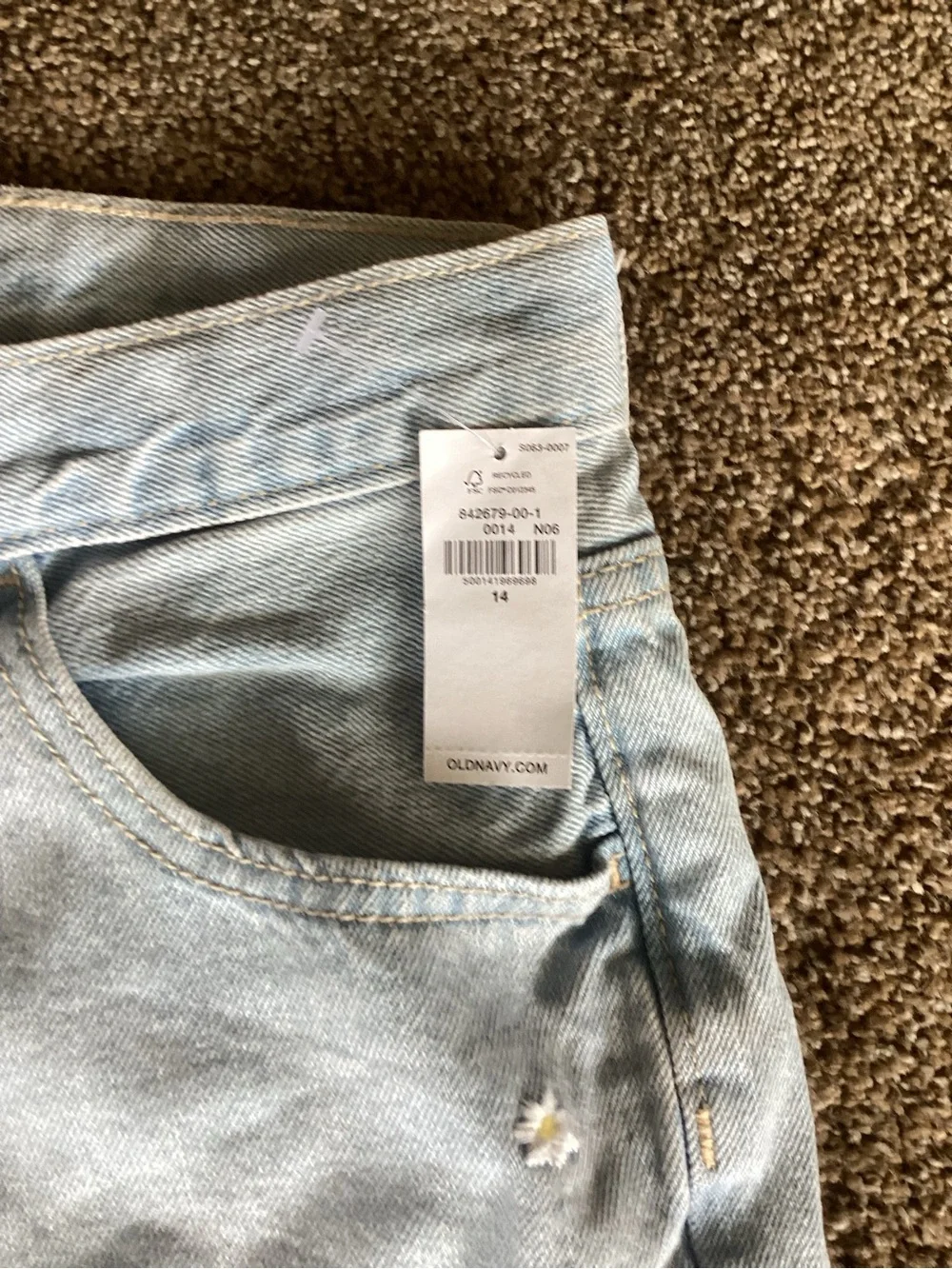 Old Navy Light Blue Wide-Leg Jeans with Daisy Accents